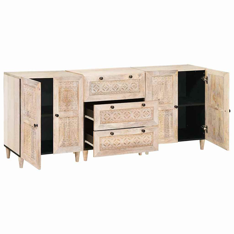 vidaXL Széf 3 pcs Fehér 60 x 33 x 75 cm tömör mangófa