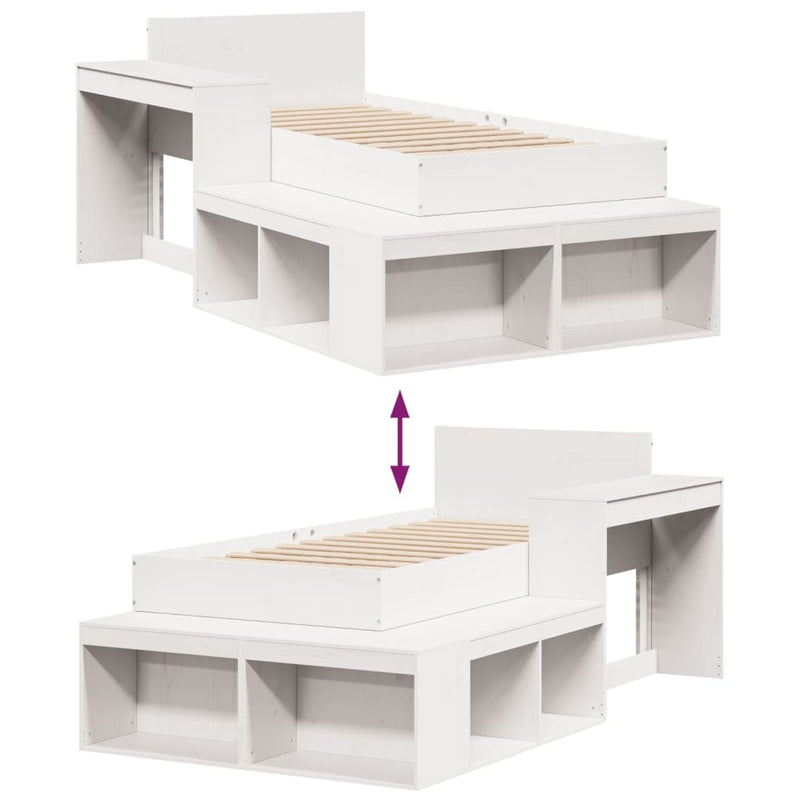 vidaXL fehér tömör fenyőfa ágy matrac nélkül 90 x 200 cm
