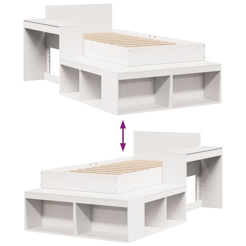vidaXL fehér tömör fenyő ágykeret matrac nélkül 80 x 200 cm
