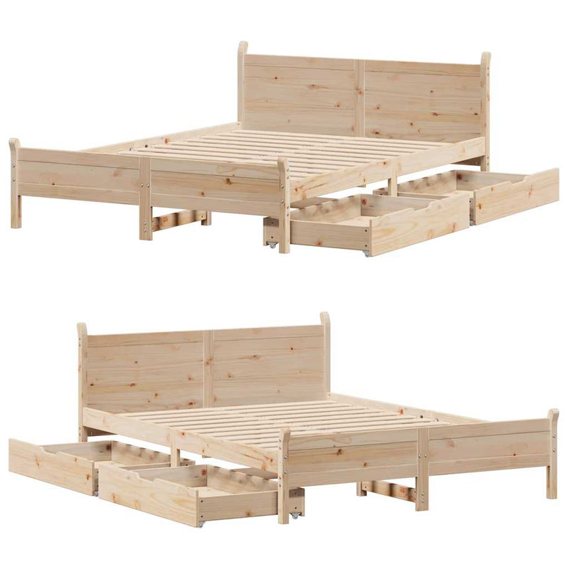 vidaXL tömör fenyőfa ágy matrac nélkül 140 x 200 cm