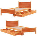 vidaXL viaszbarna tömör fenyőfa ágy matrac nélkül 100 x 200 cm