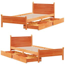 vidaXL viaszbarna tömör fenyőfa ágy matrac nélkül 75 x 190 cm