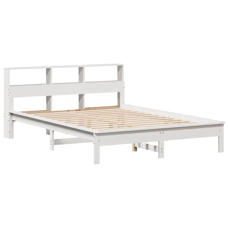 vidaXL fehér tömör fenyőfa könyvespolcos ágy matrac nélkül 120x200 cm