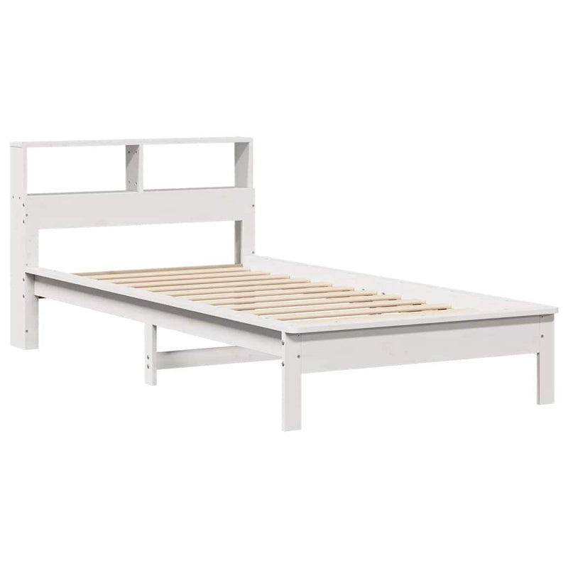 vidaXL fehér tömör fenyőfa könyvespolcos ágy matrac nélkül 90 x 200 cm