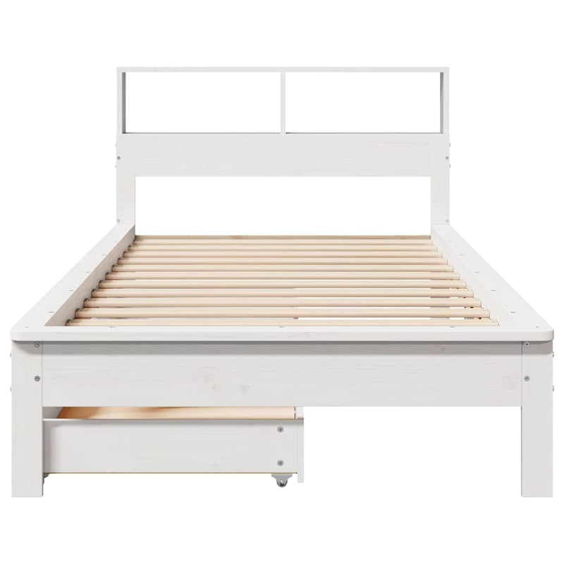 vidaXL fehér tömör fenyőfa könyvespolcos ágy matrac nélkül 90 x 190 cm