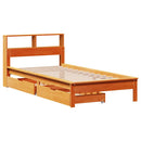 vidaXL barna tömör fenyőfa könyvespolcos ágy matrac nélkül 75 x 190 cm