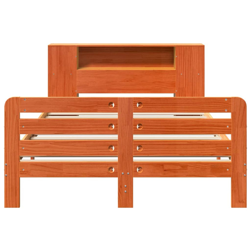 vidaXL viaszbarna tömör fenyőfa ágy matrac nélkül 135 x 190 cm