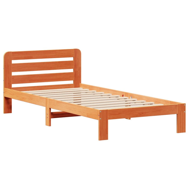 vidaXL viaszbarna tömör fenyőfa ágy matrac nélkül 90 x 190 cm