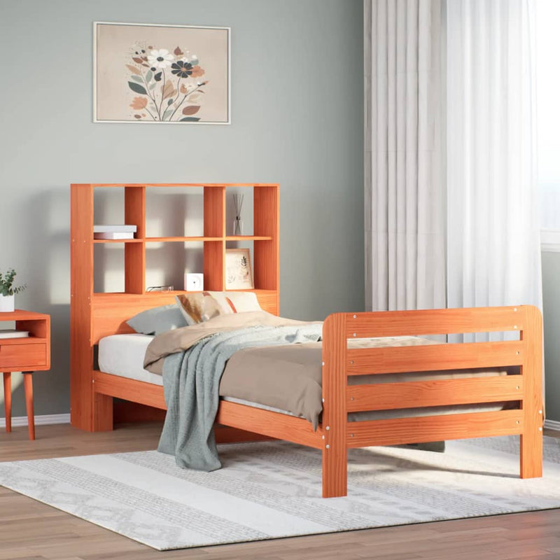 vidaXL viaszbarna tömör fenyőfa ágy matrac nélkül 90 x 190 cm