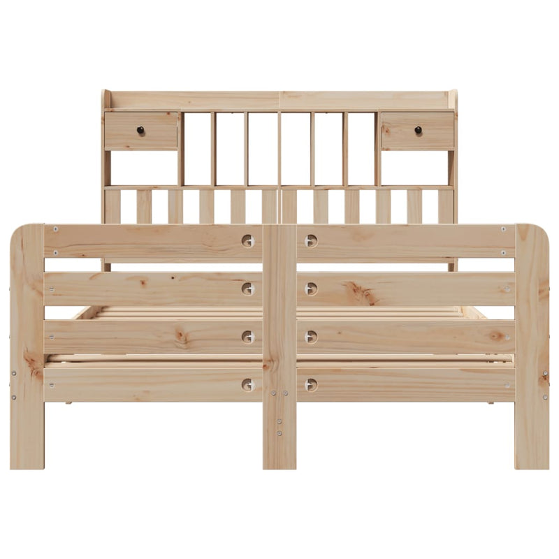 vidaXL tömör fenyőfa könyvespolcos ágy matrac nélkül 140 x 200 cm