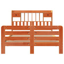 vidaXL barna tömör fenyőfa könyvespolcos ágy matrac nélkül 140 x 200cm