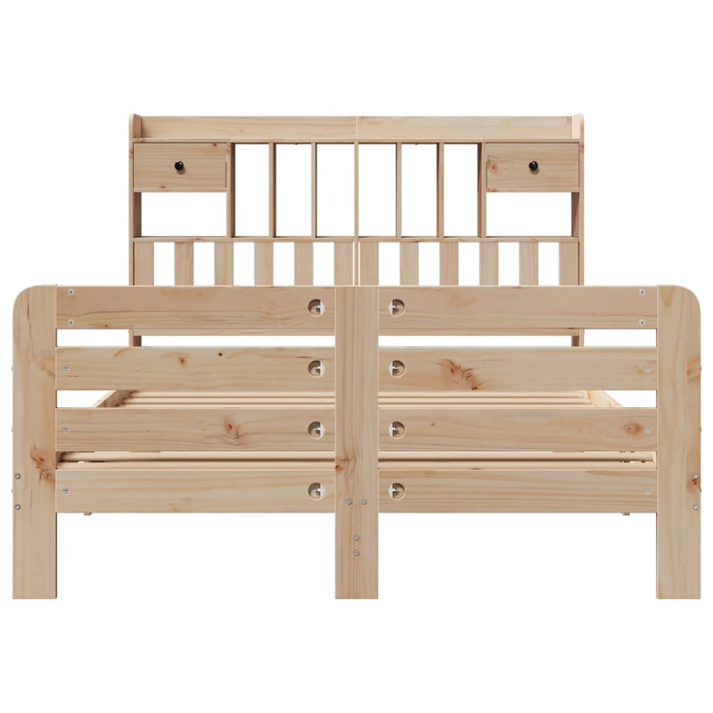 vidaXL tömör fenyőfa könyvespolcos ágy matrac nélkül 150 x 200 cm