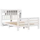 vidaXL fehér tömör fenyőfa könyvespolcos ágy matrac nélkül 160x200 cm