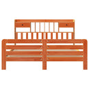 vidaXL barna tömör fenyőfa könyvespolcos ágy matrac nélkül 180 x 200cm