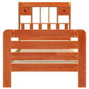 vidaXL barna tömör fenyőfa könyvespolcos ágy matrac nélkül 75 x 190 cm