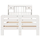 vidaXL fehér tömör fenyőfa könyvespolcos ágy matrac nélkül 135x190 cm