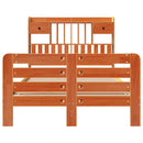 vidaXL barna tömör fenyőfa könyvespolcos ágy matrac nélkül 135 x 190cm