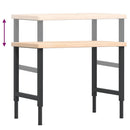 vidaXL tömör tölgyfa négyszög alakú munkapad 100 x 60 x (73-99,5) cm