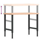 vidaXL tömör bükkfa négyszög alakú munkapad 100 x 60 x (73-99,5) cm