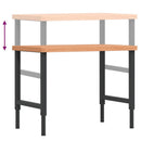 vidaXL tömör bükkfa négyszög alakú munkapad 100 x 60 x (73-99,5) cm