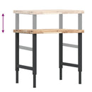 vidaXL tömör bükkfa négyszög alakú munkapad 80 x 60 x (73-99,5) cm