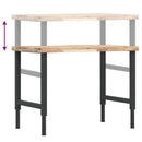 vidaXL tömör bükkfa négyszög alakú munkapad 100 x 60 x (73-99,5) cm