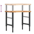 vidaXL tömör bükkfa négyszög alakú munkapad 80 x 60 x (73-99,5) cm