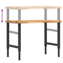 vidaXL tömör bükkfa négyszög alakú munkapad 100 x 60 x (73-99,5) cm