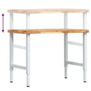 vidaXL tömör bükkfa négyszög alakú munkapad 100 x 60 x (73-99,5) cm