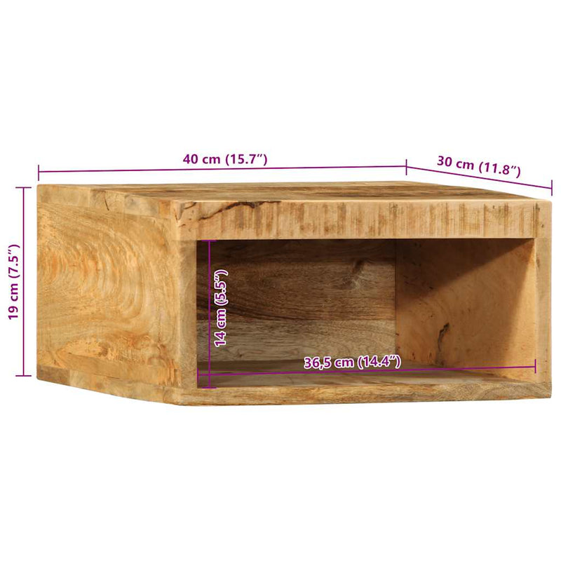 vidaXL tömör nyers mangófa falra szerelhető TV-szekrény 40x30x19 cm