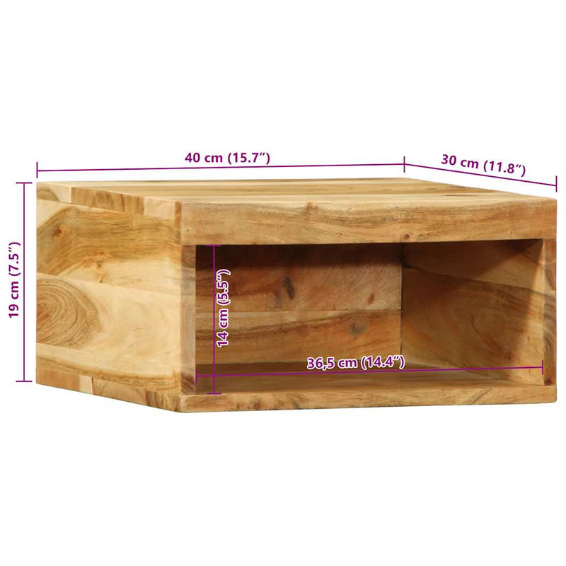 vidaXL tömör akácfa falra szerelhető TV-szekrény 40x30x19 cm