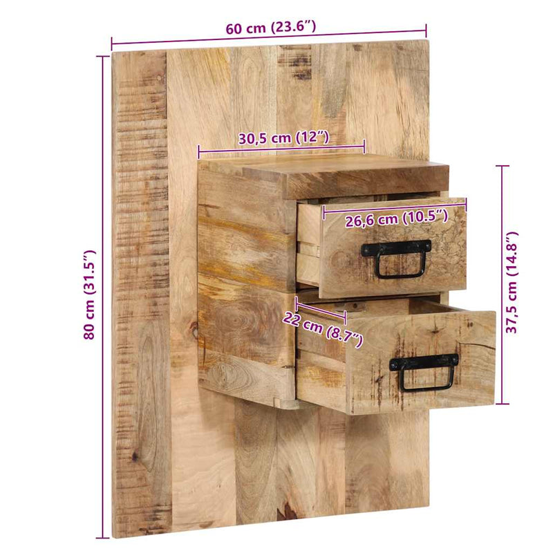 vidaXL Éjjeli szekrény 60x32x80 cm tömör durva fa mangó