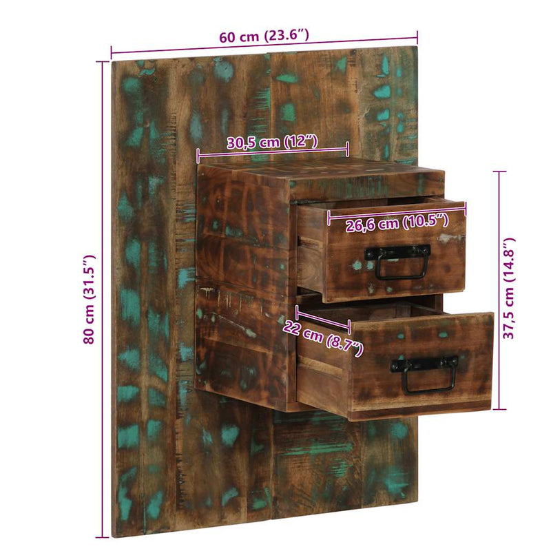 vidaXL Éjjeli szekrény Többszínű 60x32x80 cm Tömör fa újrahasznosított
