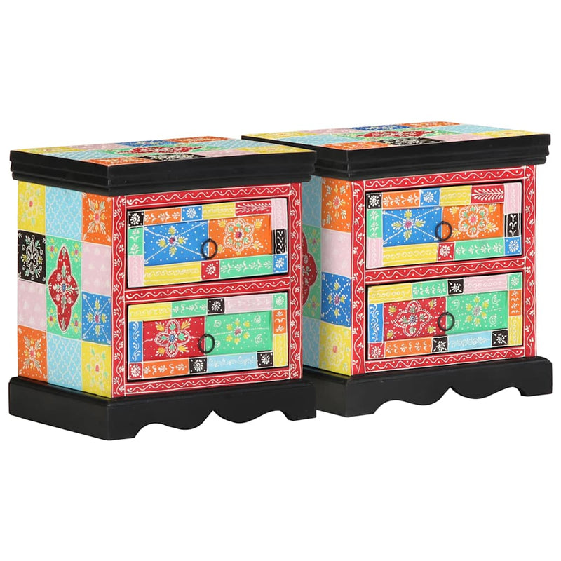 vidaXL Éjjeliszekrény 2 pcs Sokszínű 40 x 35 x 45 cm tömör mangófa