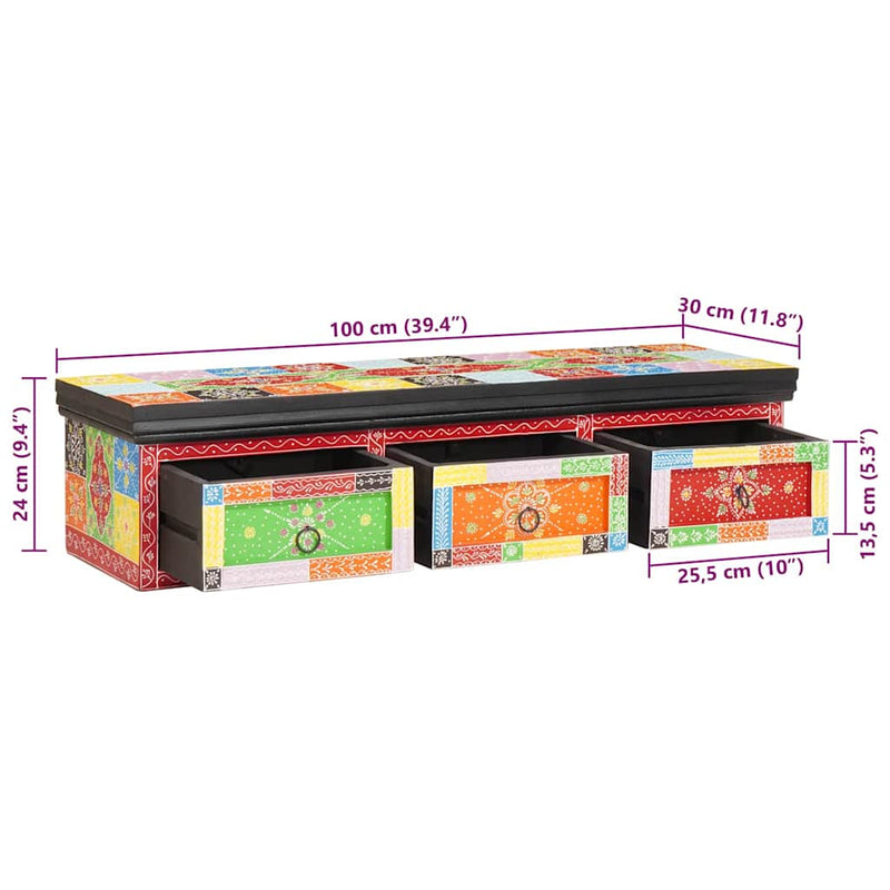 vidaXL TV-szekrény fiókkal Sokszínű 100 x 30 x 24 cm Tömör mangófa