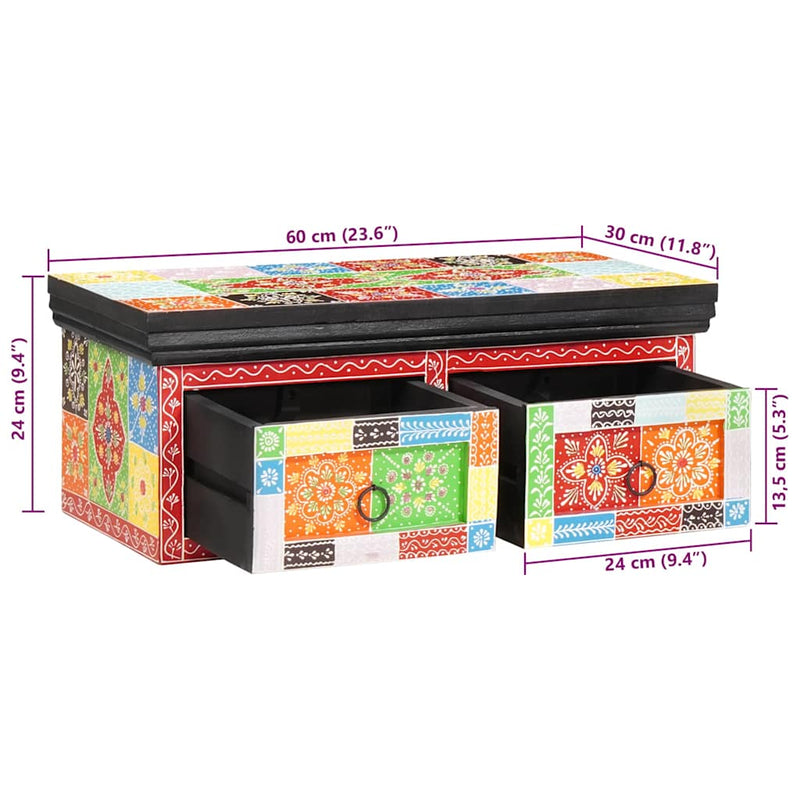 vidaXL TV-szekrény fiókkal Sokszínű 60 x 30 x 24 cm Tömör mangófa