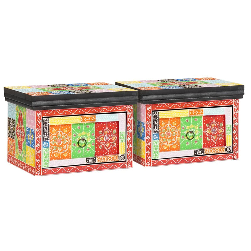 vidaXL Éjjeliszekrény 2 pcs Sokszínű 40 x 30 x 28 cm Tömör mangófa