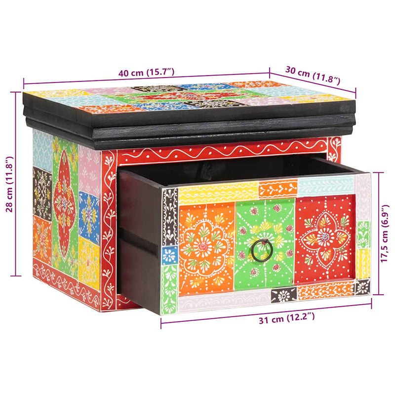 vidaXL Éjjeliszekrény 2 pcs Sokszínű 40 x 30 x 28 cm Tömör mangófa