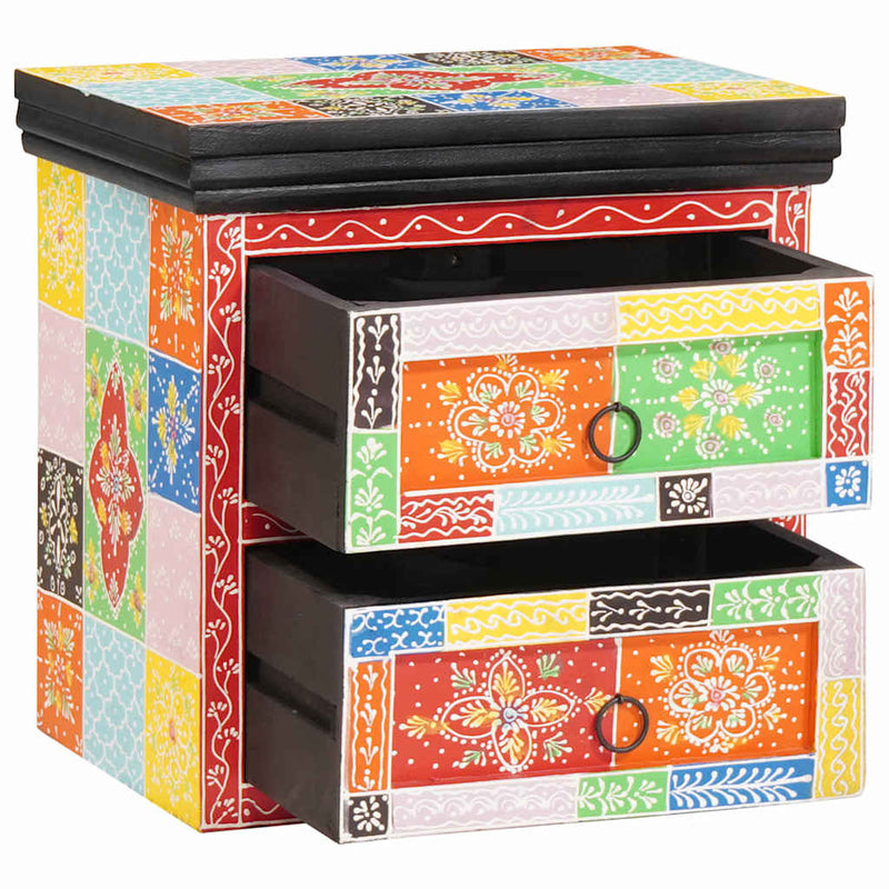 vidaXL Éjjeliszekrény 2 pcs Sokszínű 40 x 30 x 40 cm Tömör mangófa