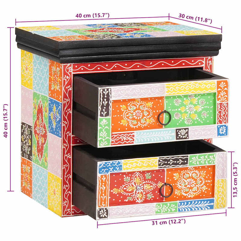 vidaXL Éjjeliszekrény 2 pcs Sokszínű 40 x 30 x 40 cm Tömör mangófa