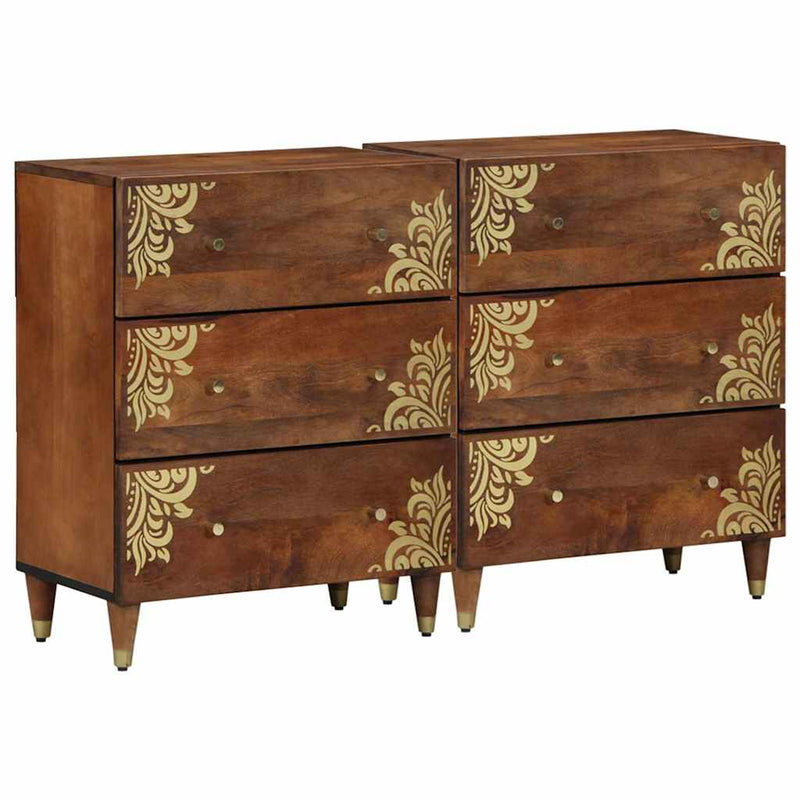 vidaXL Széf fiókkal 2 pcs mézbarna 60 x 33.5 x 75 cm Tömör mangófa