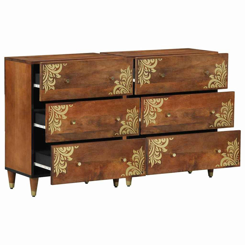 vidaXL Széf fiókkal 2 pcs mézbarna 60 x 33.5 x 75 cm Tömör mangófa
