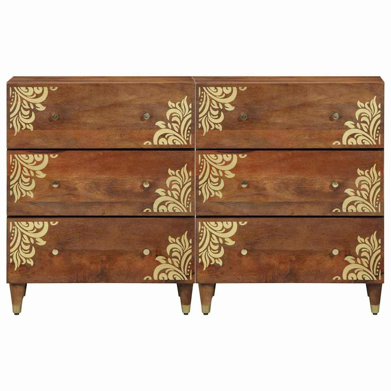 vidaXL Széf fiókkal 2 pcs mézbarna 60 x 33.5 x 75 cm Tömör mangófa