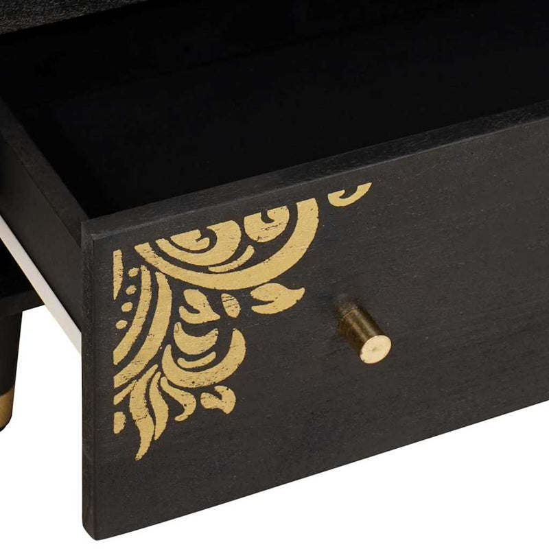 vidaXL Széf fiókkal 2 pcs Fekete 60 x 33 x 75 cm Tömör Mangófát