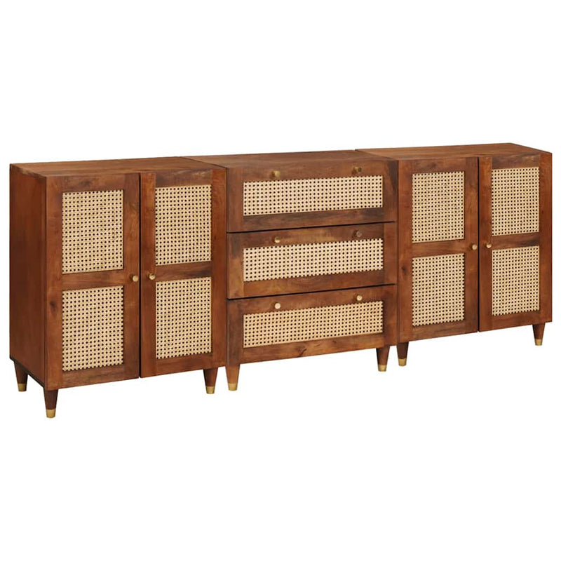 vidaXL Szófa összeállítás 3 pcs Barna 180 x 33 x 75 cm Tömör mangófa