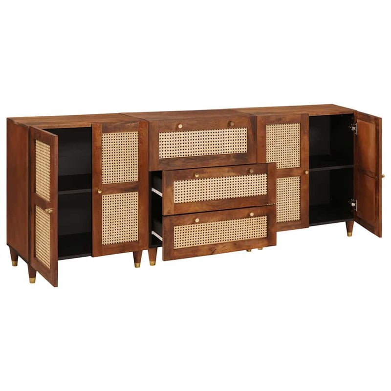 vidaXL Szófa összeállítás 3 pcs Barna 180 x 33 x 75 cm Tömör mangófa