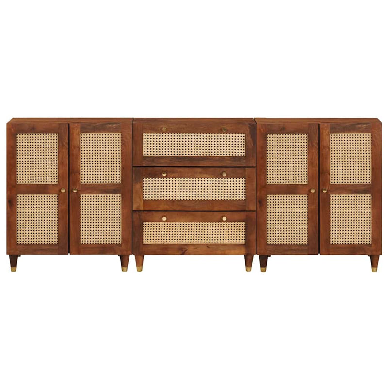 vidaXL Szófa összeállítás 3 pcs Barna 180 x 33 x 75 cm Tömör mangófa