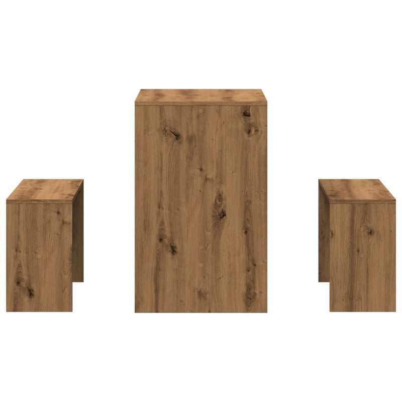 vidaXL 3 részes kézműves tölgy szerelt fa étkezőasztal és pad szett