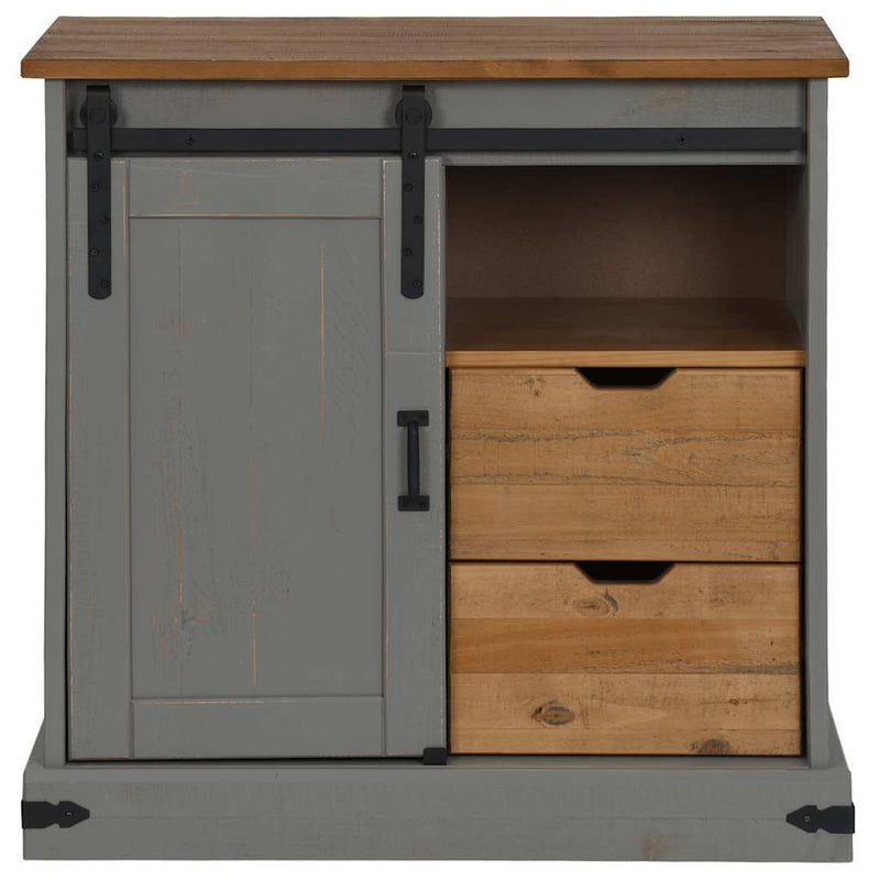 vidaXL HALDEN szürke tömör fa komód tolóajtós 80x40x80 cm