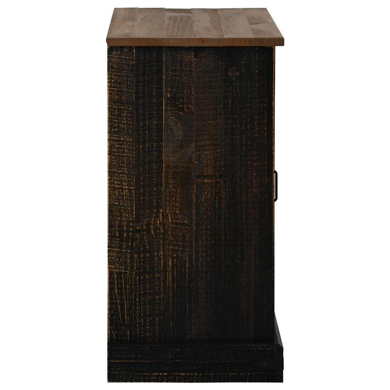 vidaXL HALDEN fekete tömör fa komód tolóajtós 80x40x80 cm